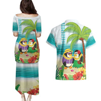 Hawaii Penguin Couple Couples Matching Puletasi and Hawaiian Shirt Hawaiian Kakau - Tropical Summer Vibes LT14 - Polynesian Pride