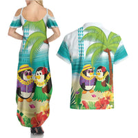 Hawaii Penguin Couple Couples Matching Summer Maxi Dress and Hawaiian Shirt Hawaiian Kakau - Tropical Summer Vibes LT14 - Polynesian Pride