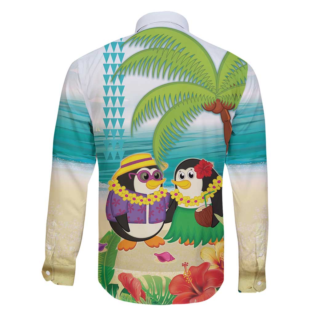 Hawaii Penguin Couple Family Matching Long Sleeve Bodycon Dress and Hawaiian Shirt Hawaiian Kakau - Tropical Summer Vibes LT14 - Polynesian Pride