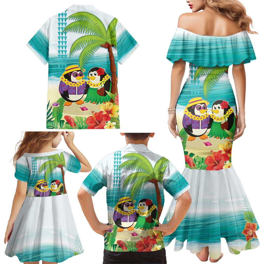 Hawaii Penguin Couple Family Matching Mermaid Dress and Hawaiian Shirt Hawaiian Kakau - Tropical Summer Vibes LT14 - Polynesian Pride