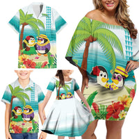 Hawaii Penguin Couple Family Matching Off Shoulder Short Dress and Hawaiian Shirt Hawaiian Kakau - Tropical Summer Vibes LT14 - Polynesian Pride