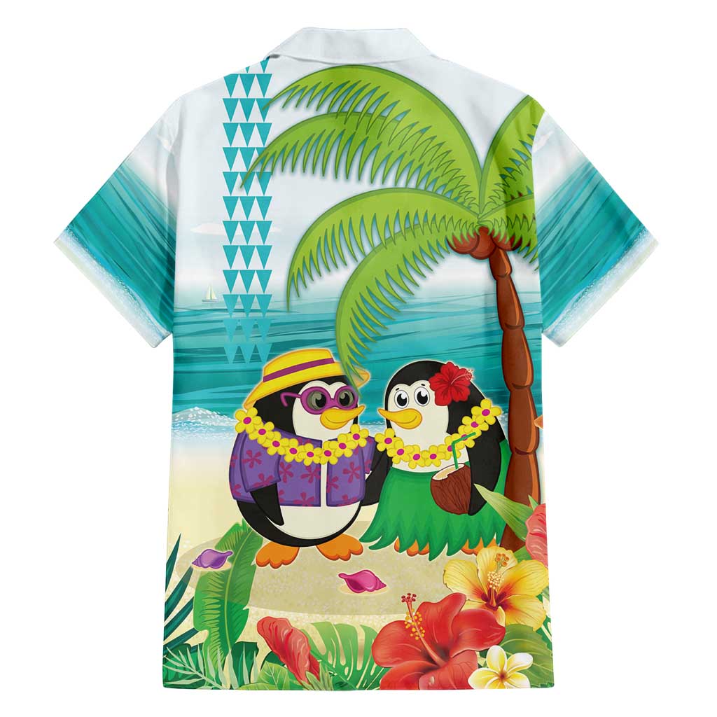 Hawaii Penguin Couple Family Matching Off Shoulder Short Dress and Hawaiian Shirt Hawaiian Kakau - Tropical Summer Vibes LT14 - Polynesian Pride