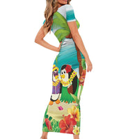 Hawaii Penguin Couple Family Matching Short Sleeve Bodycon Dress and Hawaiian Shirt Hawaiian Kakau - Tropical Summer Vibes LT14 - Polynesian Pride