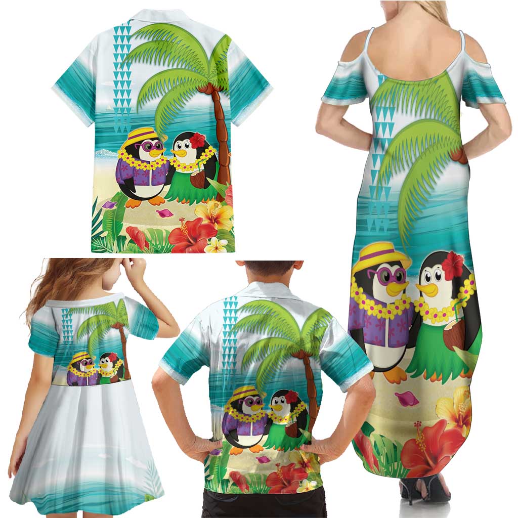 Hawaii Penguin Couple Family Matching Summer Maxi Dress and Hawaiian Shirt Hawaiian Kakau - Tropical Summer Vibes LT14 - Polynesian Pride
