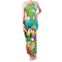 Hawaii Penguin Couple Family Matching Tank Maxi Dress and Hawaiian Shirt Hawaiian Kakau - Tropical Summer Vibes LT14 Mom's Dress Cyan - Polynesian Pride