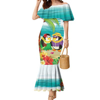 Hawaii Penguin Couple Mermaid Dress Hawaiian Kakau - Tropical Summer Vibes LT14 Women Cyan - Polynesian Pride