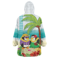 Hawaii Penguin Couple Wearable Blanket Hoodie Hawaiian Kakau - Tropical Summer Vibes LT14 - Polynesian Pride