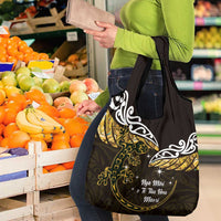 New Zealand Matariki Grocery Bag Maori New Year Silver Fern And Lizard - Gold LT14 - Polynesian Pride