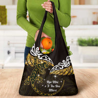 New Zealand Matariki Grocery Bag Maori New Year Silver Fern And Lizard - Gold LT14 - Polynesian Pride