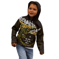 New Zealand Matariki Kid Hoodie Maori New Year Silver Fern And Lizard - Gold LT14 - Polynesian Pride