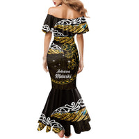 New Zealand Matariki Mermaid Dress Maori New Year Silver Fern And Lizard - Gold LT14 - Polynesian Pride