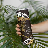 New Zealand Matariki Skinny Tumbler Maori New Year Silver Fern And Lizard - Gold LT14 - Polynesian Pride