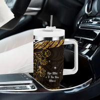 New Zealand Matariki Tumbler With Handle Maori New Year Silver Fern And Lizard - Gold LT14 - Polynesian Pride