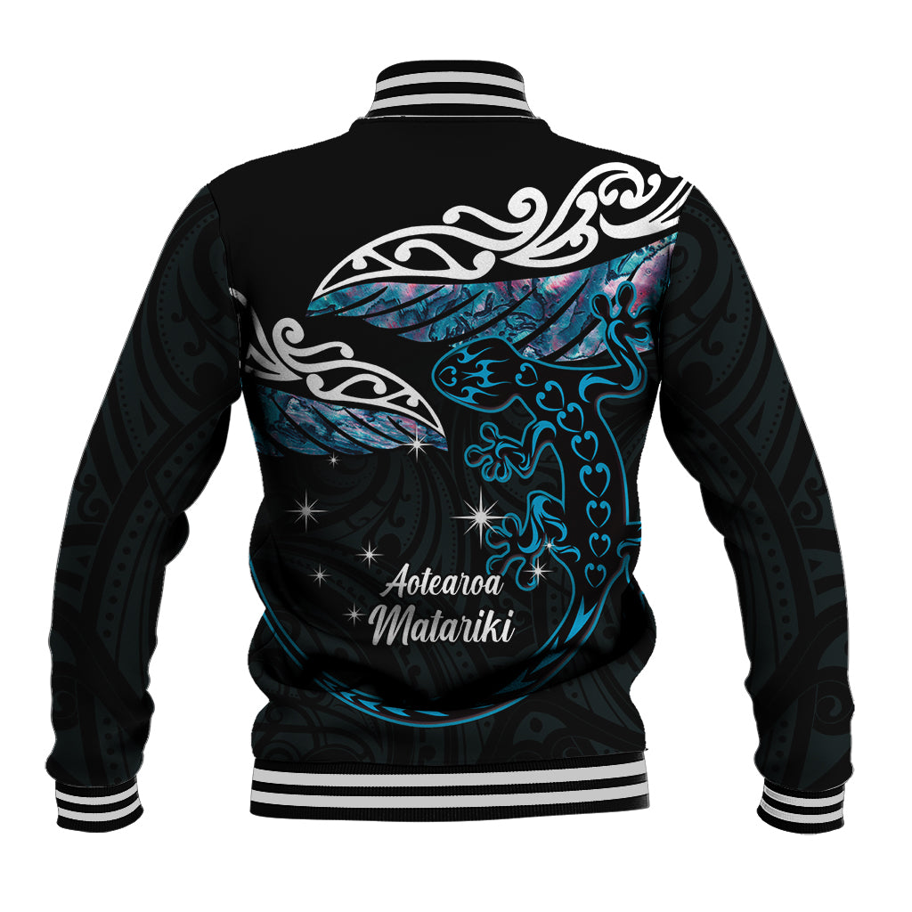 New Zealand Matariki Baseball Jacket Maori New Year Silver Fern And Lizard - Turquosie LT14 - Polynesian Pride