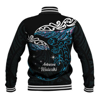 New Zealand Matariki Baseball Jacket Maori New Year Silver Fern And Lizard - Turquosie LT14 - Polynesian Pride