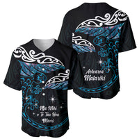 New Zealand Matariki Baseball Jersey Maori New Year Silver Fern And Lizard - Turquosie LT14 - Polynesian Pride