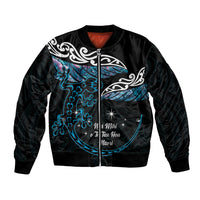 New Zealand Matariki Bomber Jacket Maori New Year Silver Fern And Lizard - Turquosie LT14 Unisex Turquoise - Polynesian Pride