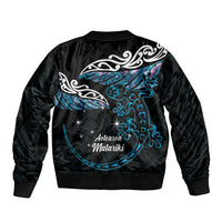 New Zealand Matariki Bomber Jacket Maori New Year Silver Fern And Lizard - Turquosie LT14 - Polynesian Pride