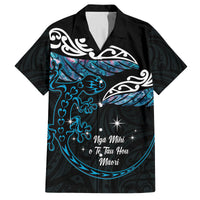 New Zealand Matariki Family Matching Off Shoulder Short Dress and Hawaiian Shirt Maori New Year Silver Fern And Lizard - Turquosie LT14 Dad's Shirt - Short Sleeve Turquoise - Polynesian Pride