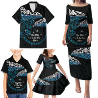 New Zealand Matariki Family Matching Puletasi and Hawaiian Shirt Maori New Year Silver Fern And Lizard - Turquosie LT14 - Polynesian Pride