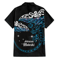 New Zealand Matariki Family Matching Short Sleeve Bodycon Dress and Hawaiian Shirt Maori New Year Silver Fern And Lizard - Turquosie LT14 - Polynesian Pride