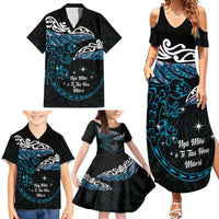 New Zealand Matariki Family Matching Summer Maxi Dress and Hawaiian Shirt Maori New Year Silver Fern And Lizard - Turquosie LT14 - Polynesian Pride