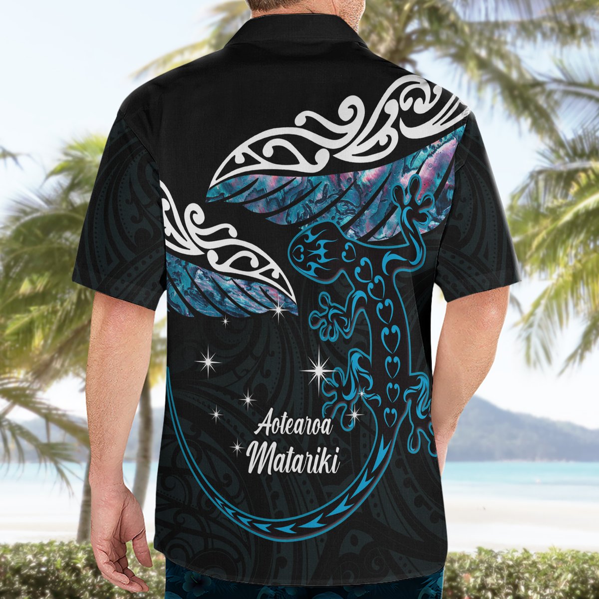 New Zealand Matariki Hawaiian Shirt Maori New Year Silver Fern And Lizard - Turquosie LT14 - Polynesian Pride