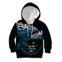 New Zealand Matariki Kid Hoodie Maori New Year Silver Fern And Lizard - Turquosie LT14 Hoodie Turquoise - Polynesian Pride