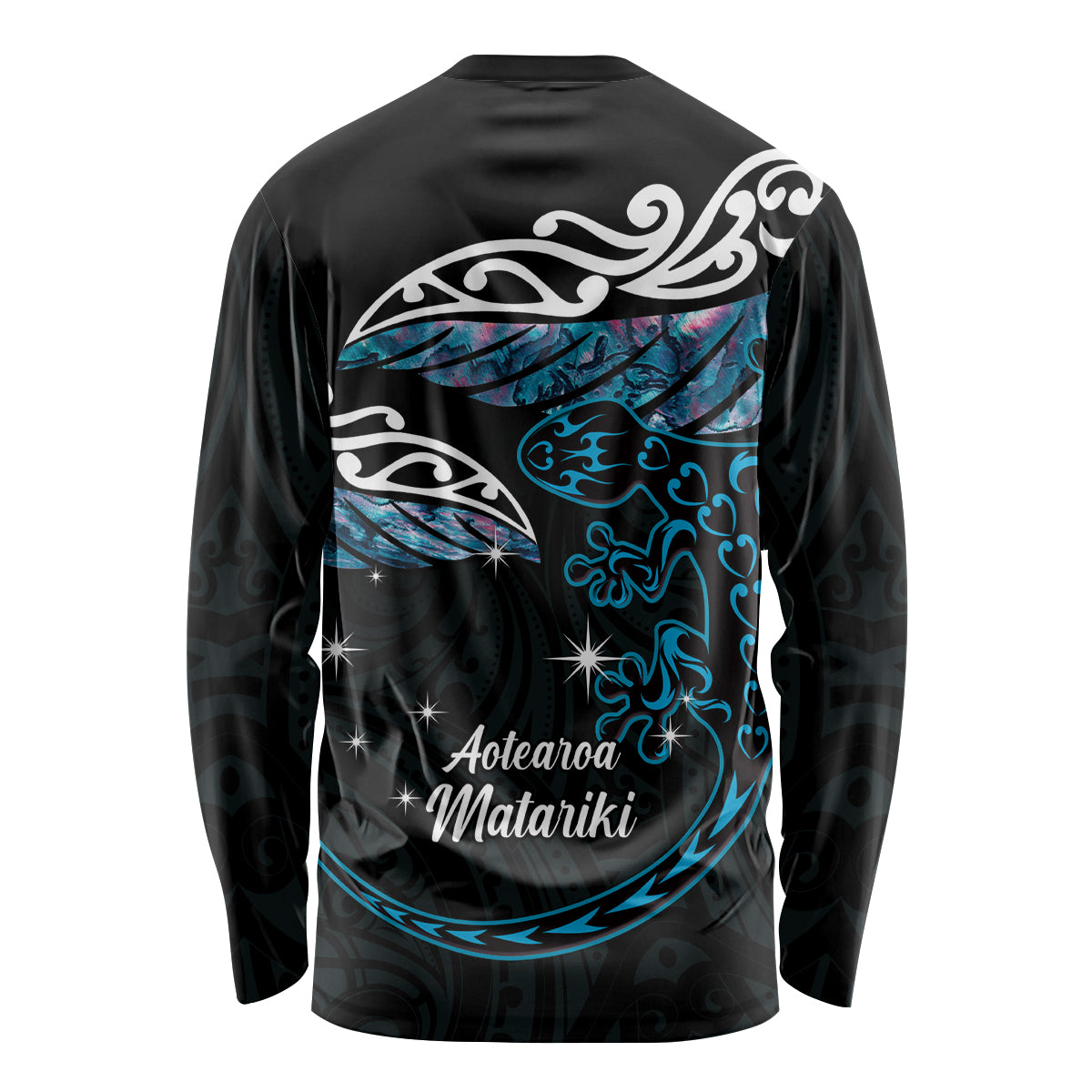 New Zealand Matariki Long Sleeve Shirt Maori New Year Silver Fern And Lizard - Turquosie LT14 - Polynesian Pride