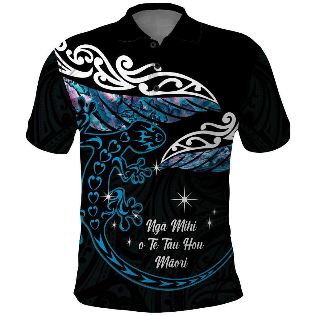 New Zealand Matariki Polo Shirt Maori New Year Silver Fern And Lizard - Turquosie LT14 Turquoise - Polynesian Pride