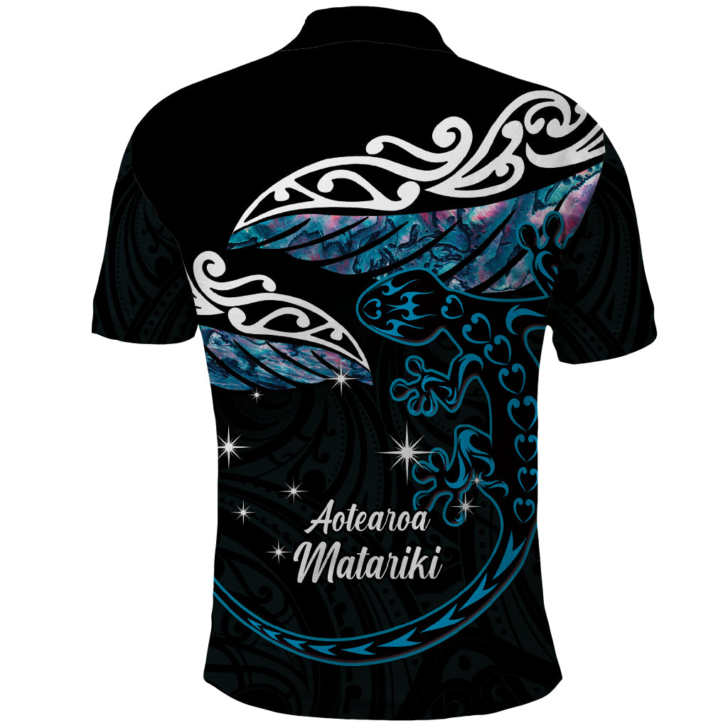 New Zealand Matariki Polo Shirt Maori New Year Silver Fern And Lizard - Turquosie LT14 - Polynesian Pride