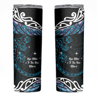 New Zealand Matariki Skinny Tumbler Maori New Year Silver Fern And Lizard - Turquosie LT14 Turquoise - Polynesian Pride