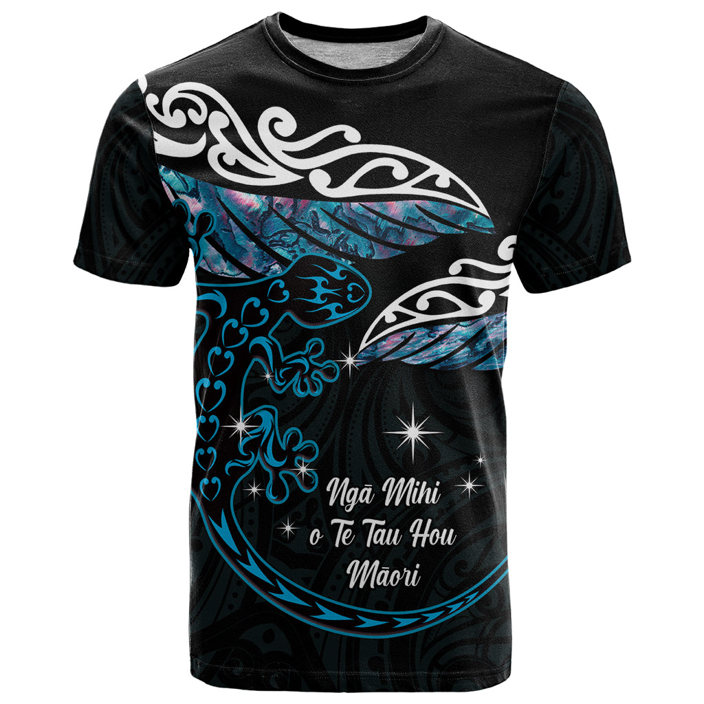 New Zealand Matariki T Shirt Maori New Year Silver Fern And Lizard - Turquosie LT14 Turquoise - Polynesian Pride