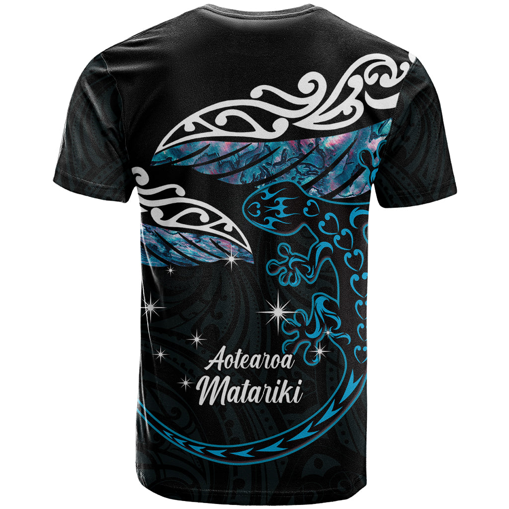 New Zealand Matariki T Shirt Maori New Year Silver Fern And Lizard - Turquosie LT14 - Polynesian Pride