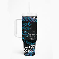 New Zealand Matariki Tumbler With Handle Maori New Year Silver Fern And Lizard - Turquosie LT14 - Polynesian Pride
