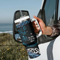 New Zealand Matariki Tumbler With Handle Maori New Year Silver Fern And Lizard - Turquosie LT14 - Polynesian Pride