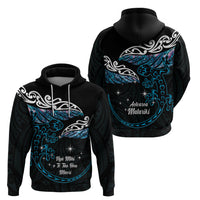New Zealand Matariki Zip Hoodie Maori New Year Silver Fern And Lizard - Turquosie LT14 - Polynesian Pride