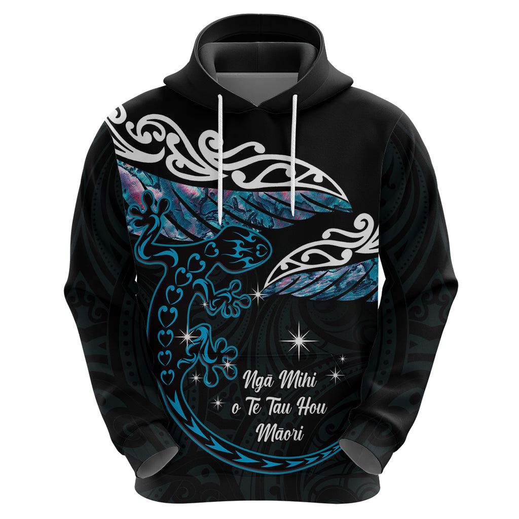 New Zealand Matariki Zip Hoodie Maori New Year Silver Fern And Lizard - Turquosie LT14 - Polynesian Pride