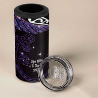 New Zealand Matariki 4 in 1 Can Cooler Tumbler Maori New Year Silver Fern And Lizard - Purple LT14 - Polynesian Pride