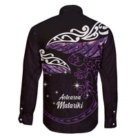New Zealand Matariki Family Matching Tank Maxi Dress and Hawaiian Shirt Maori New Year Silver Fern And Lizard - Purple LT14 - Polynesian Pride