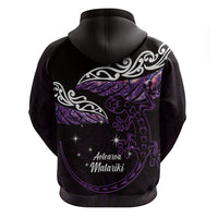 New Zealand Matariki Hoodie Maori New Year Silver Fern And Lizard - Purple LT14 - Polynesian Pride