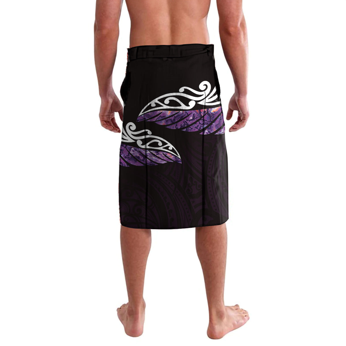 New Zealand Matariki Lavalava Maori New Year Silver Fern And Lizard - Purple LT14 - Polynesian Pride
