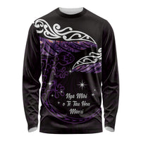 New Zealand Matariki Long Sleeve Shirt Maori New Year Silver Fern And Lizard - Purple LT14 Unisex Purple - Polynesian Pride