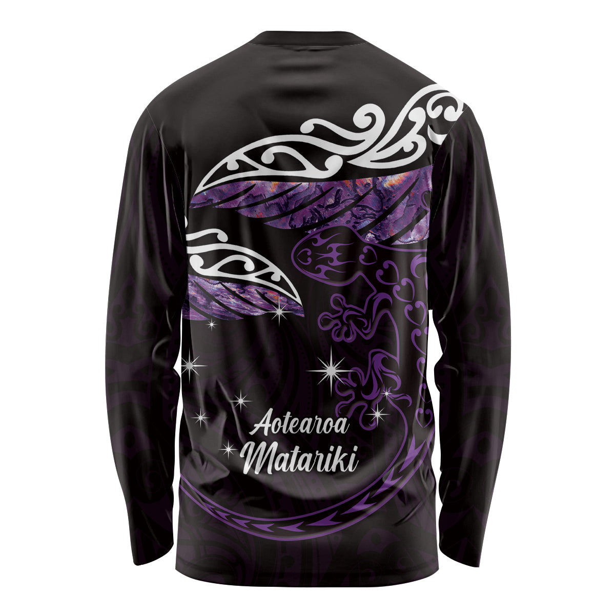 New Zealand Matariki Long Sleeve Shirt Maori New Year Silver Fern And Lizard - Purple LT14 - Polynesian Pride