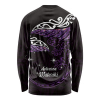 New Zealand Matariki Long Sleeve Shirt Maori New Year Silver Fern And Lizard - Purple LT14 - Polynesian Pride
