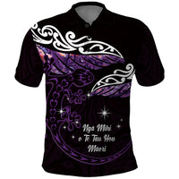 New Zealand Matariki Polo Shirt Maori New Year Silver Fern And Lizard - Purple LT14 Purple - Polynesian Pride