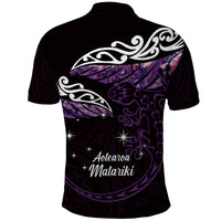 New Zealand Matariki Polo Shirt Maori New Year Silver Fern And Lizard - Purple LT14 - Polynesian Pride
