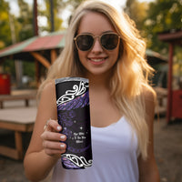 New Zealand Matariki Skinny Tumbler Maori New Year Silver Fern And Lizard - Purple LT14 - Polynesian Pride