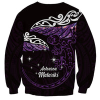 New Zealand Matariki Sweatshirt Maori New Year Silver Fern And Lizard - Purple LT14 - Polynesian Pride