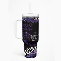 New Zealand Matariki Tumbler With Handle Maori New Year Silver Fern And Lizard - Purple LT14 - Polynesian Pride